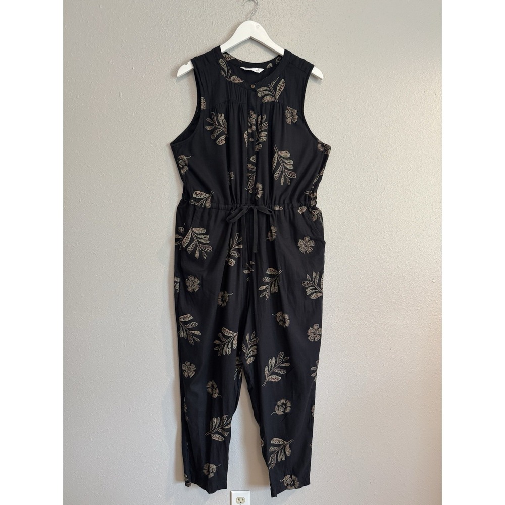 Sonoma Botanical Cotton Rayon Sleeveless Jumpsuit XL Boho Coastal Grandmother